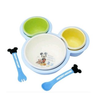 日本 迪士尼 Disney 兒童餐具組 附湯叉碗蓋 6件組 米奇 禮盒組 彌月禮