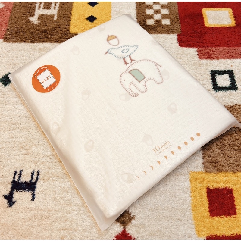 【全新現貨】日本正品 日本製 10mois Hoppetta guri系列 守護動物 六層紗被 毯 M尺寸 彌月禮 特價