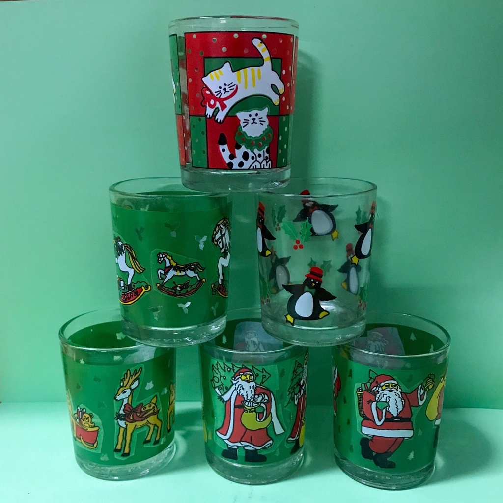 蠟材行~蠟燭材料專賣：85聖誕風格圓杯 耶誕節 聖誕 直筒杯 玻璃杯 杯子 水杯