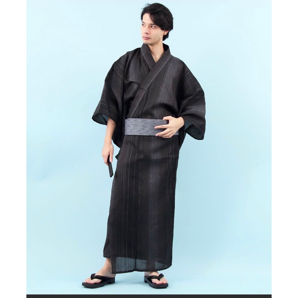 05日本日式和服男正裝夏日祭浴衣傳統套裝武士經典豎紋 蝦皮購物