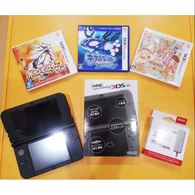 New Nintendo 3DSLL 日規原廠主機套裝(含寶可夢太陽版/始源藍寶石)兩款遊戲卡帶