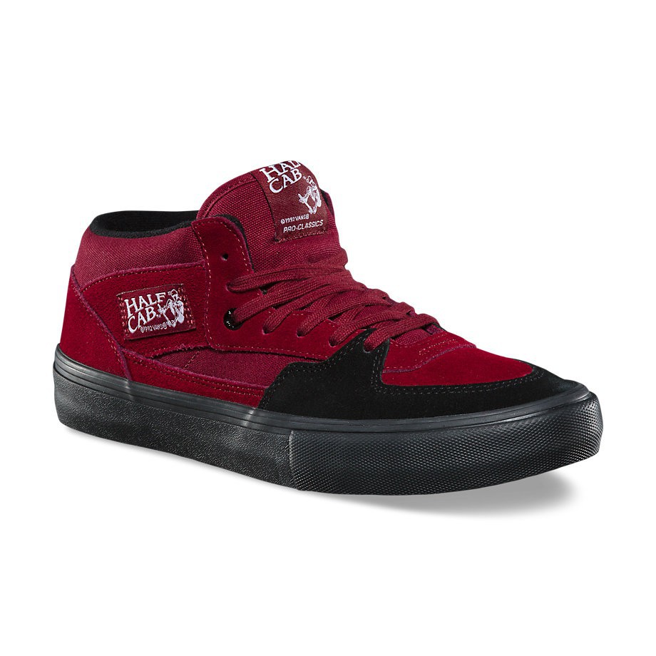 正品韓國VANS 美版HALF CAB PRO 酒紅色麂 