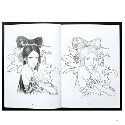 愛品質生活坊 紋身手稿有線稿藝伎花旦花圖案書籍美女花臂般若針鋒刺青手稿 蝦皮購物