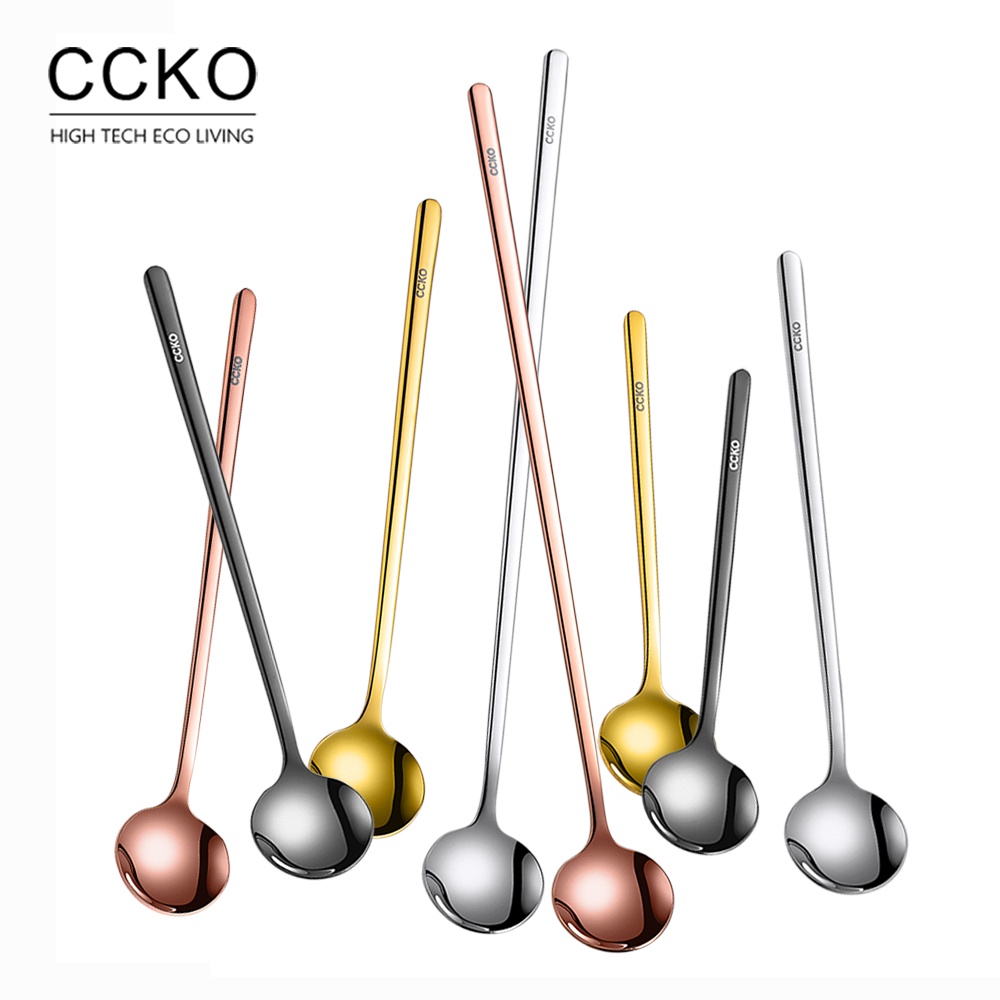 【CCKO】304不鏽鋼攪拌匙 攪拌勺 咖啡勺 調料勺 調味勺 冰品 甜品 加長手柄 4色 三尺寸任選