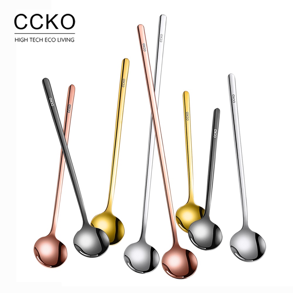 【CCKO】304不鏽鋼攪拌匙 攪拌勺 咖啡勺 調料勺 調味勺 冰品 甜品 加長手柄 4色任選