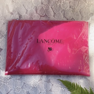 LANCOME蘭蔻法式經典桃紅化妝包 保養品收納袋 旅行攜帶分裝