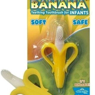 美國 Banana Brush剝皮香蕉固齒器/幼兒牙刷/剝皮香蕉牙刷 0-1歲