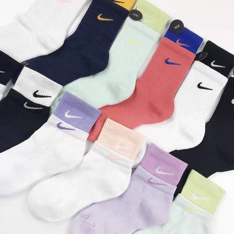 Nike 雙層拼接 假兩雙 尬色毛巾底運動襪 中筒🧦