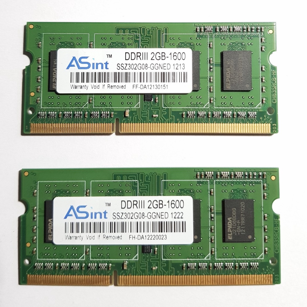 【 ASint DDRIII 2GB 1600 DDR3 筆電記憶體】