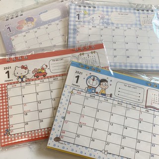 《現貨》日本空運 正版授權 凱蒂貓 Kitty 哆啦a夢 雙子星 大耳狗 2021 桌曆 月份