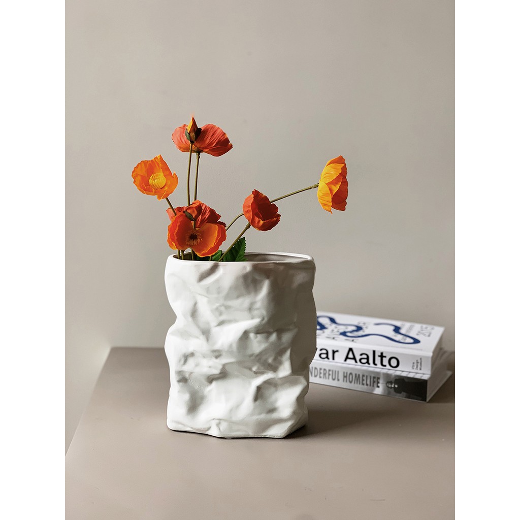 Zero Home褶皺花瓶北歐ins廢紙簍紙袋陶瓷花器家居民宿藝術擺件 超取請聊聊我 預購 蝦皮購物