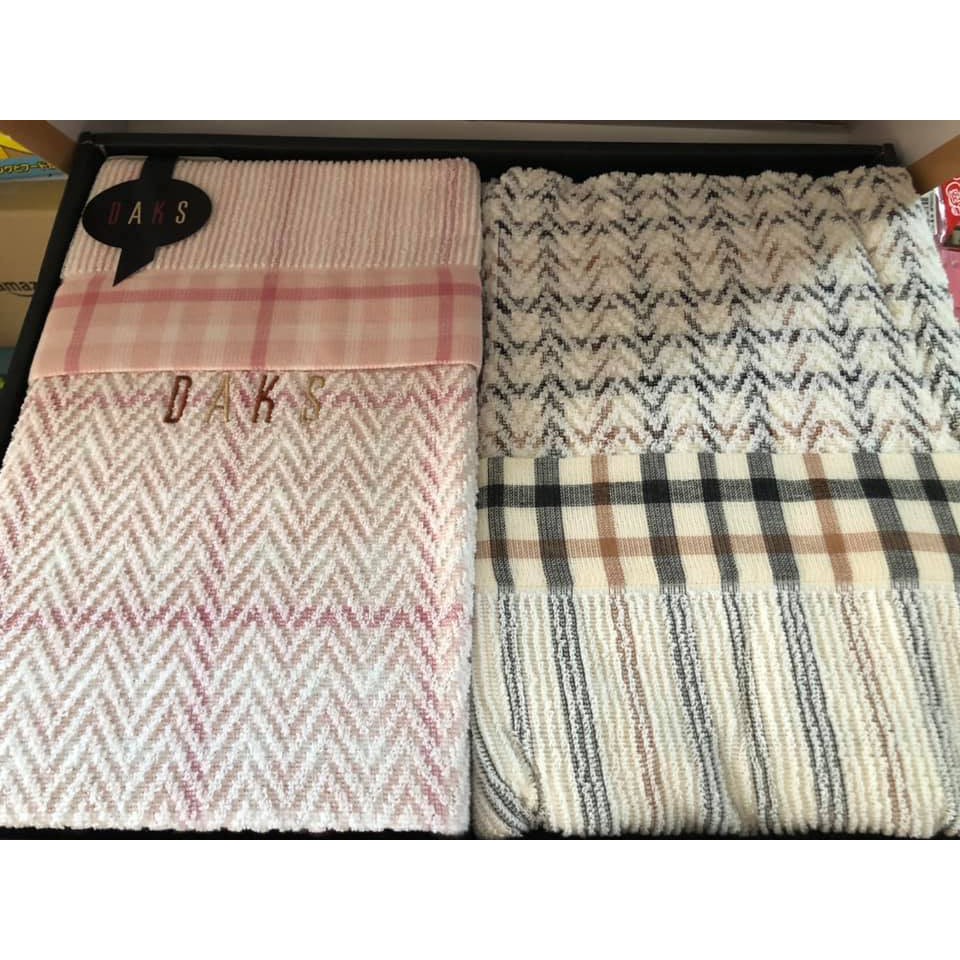 日本帶回日本製 日本精品 名牌DAKS經典LOGO純棉毛巾質感蓋毯禮盒 冷氣毛巾毯