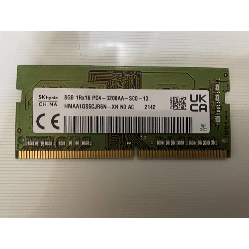 Sk hynix海力士記憶體DDR4 3200 8GB筆電專用(8GB 1Rx16 PC4-3200AA-SC0-13)