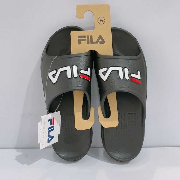 FILA 男女款 黑色 厚底 軟底 3公分高度 一體成型 防水 運動 拖鞋 4-S334W-001