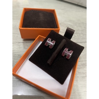 Hermès pop 葡萄紫銀色耳環 全新