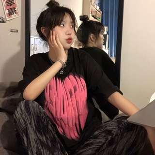 CHAOO 棉t T恤 短袖 ins 風衣服 發泡愛心 美式復古 女生衣服 下半身失蹤 oversize 衣 原宿風上衣