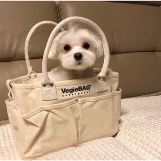 台灣出貨⭐️新款日本vegiebag媽咪包 寵物提包 帆布媽媽包 女斜挎大容量 手提托特包 寵物背包 約克夏 吉娃娃手提