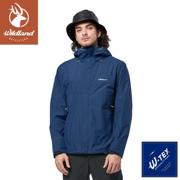 【Wildland 荒野 男 輕薄防水高透氣機能外套《深藍》】W3916/連帽外套/風衣/衝鋒外套/悠遊山水