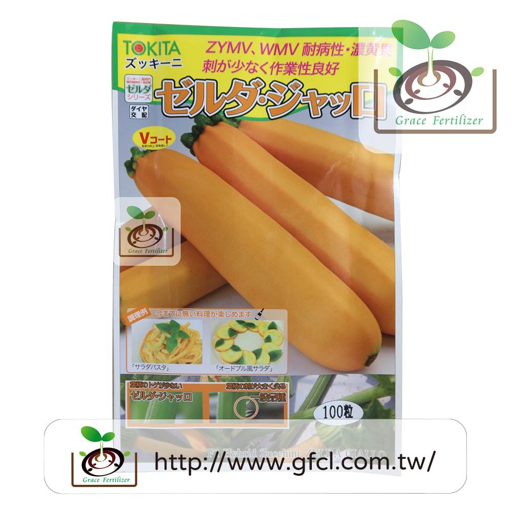 [禾康肥料] 日本黃色長型櫛瓜種子 / 100粒 日本原裝
