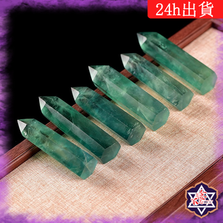 [水晶專賣24h出貨] 天然水晶柱 綠螢石 六稜單尖柱 能量寶石 水晶柱 原石打磨 擺件 能量 晶石 水晶