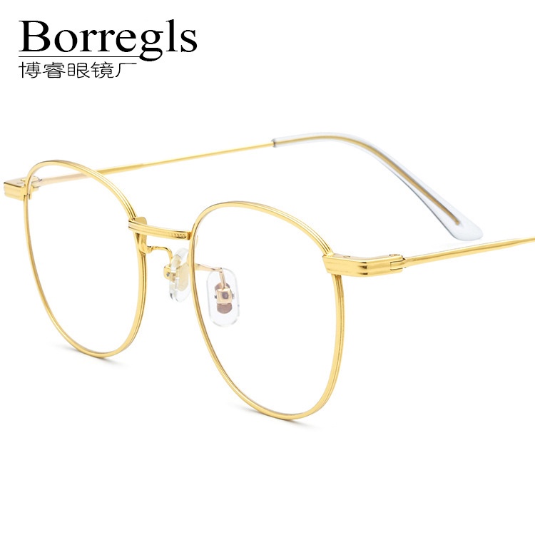 超輕純鈦眼鏡框復古圓形近視眼鏡架時尚男女平光鏡IP電鍍新款博睿眼鏡Borregls