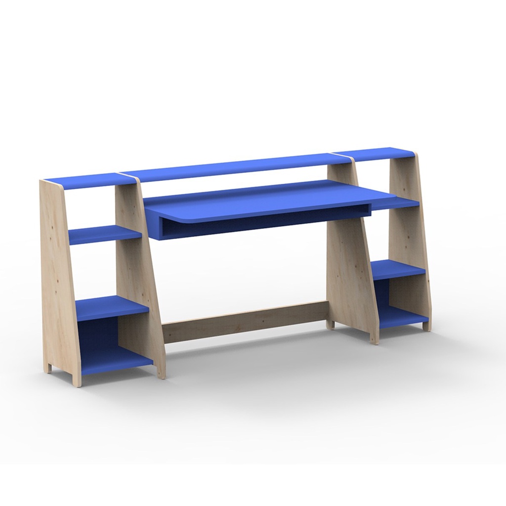 【hoi! 】 比利時 Mathy by Bols 蒙特利梭兒童 120cm 書桌雙書架組-馬賽藍/含安裝運送
