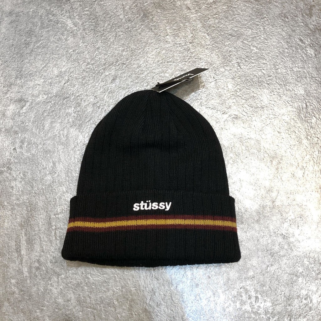 stussy athletic striped cuff beanie
