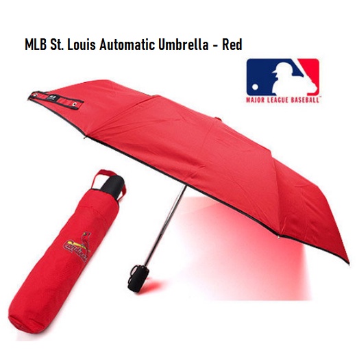 Mlb St 路易 3 折自動雨傘 - 紅色