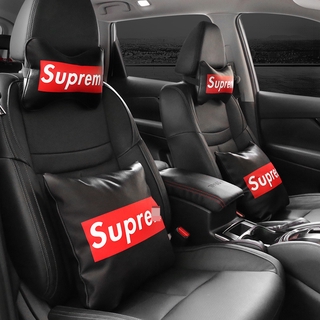 【現貨】潮牌supreme汽車頭枕 皮革小怪獸車用抱枕 護頸枕 車用枕頭 腰靠 腰靠墊 護腰 皮革PP棉頸枕 汽車百貨