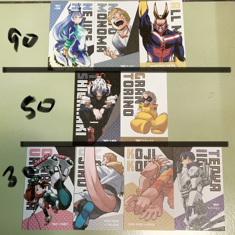 我的英雄學院  原畫展週邊 隨機名片（歐爾麥特、波動捻麗、物間寧人、死柄木、麗日御茶子）