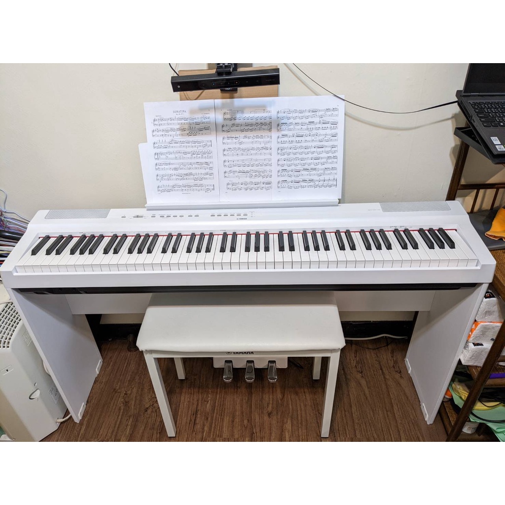 [二手] YAMAHA P125 WH 88鍵數位電鋼琴 典雅白色款(含琴架/椅/踏板)