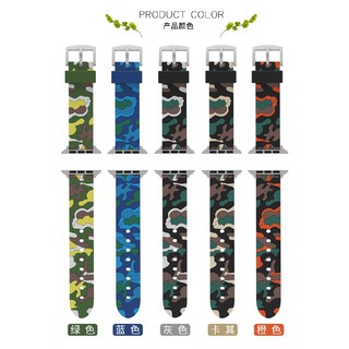 蘋果手錶apple watch表帶iwatch6/5/4矽膠迷彩40mm44表帶series6運動防汗防水矽膠替換表帶