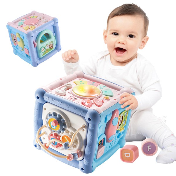 兒童六面盒安撫音樂燈光玩具 多功能手敲琴六面屋 - 321寶貝屋