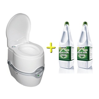 【海夫健康生活館】Porta Potti Excellence 豪華型 電動泵攜帶型沖水馬桶+排洩物分解劑x2入