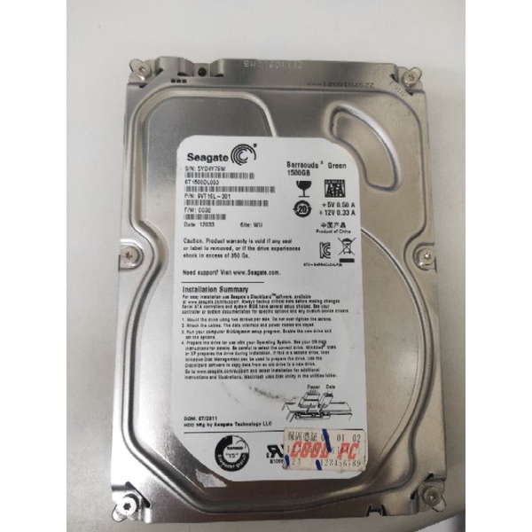 1.5TB 硬碟  SATA 3.5吋  二手良品