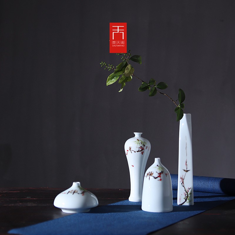 禪意小花瓶玉凈瓶中式青釉水滴小花器景德鎮裝飾茶藝陶瓷瓶擺件