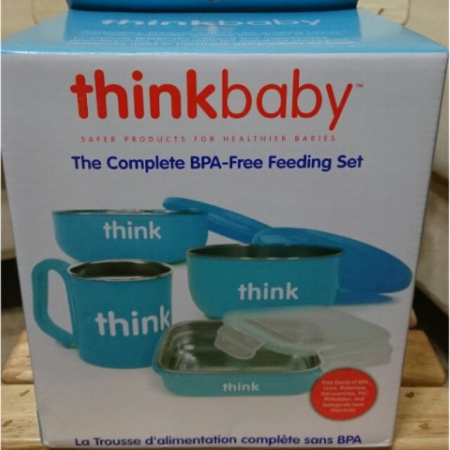 美國Thinkbaby不鏽鋼餐具4件組－藍