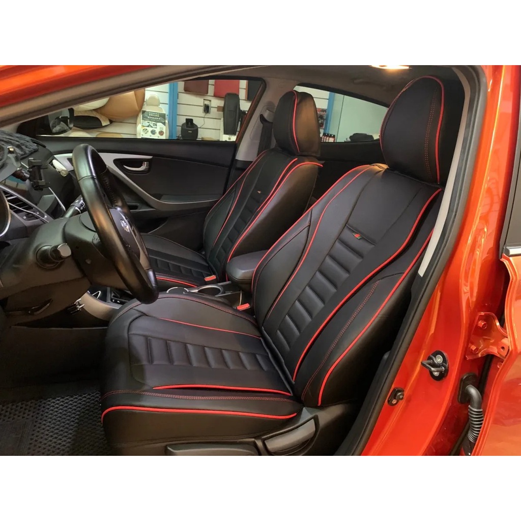 HYUNDAI ELANTRA 全皮M-SPORT款式通用椅套 全黑雙紅滾邊 增加內裝乘坐舒適及質感