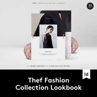 Thef Fashion Lookbook 時尚簡約女性服裝作品集畫冊設計INDD模板