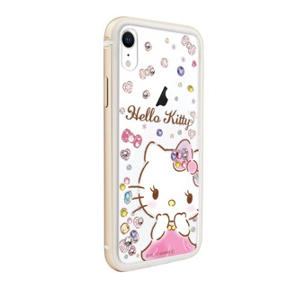 三麗鷗 Kitty iPhone XR 6.1吋施華彩鑽鋁合金屬框手機殼-金色寶石凱蒂