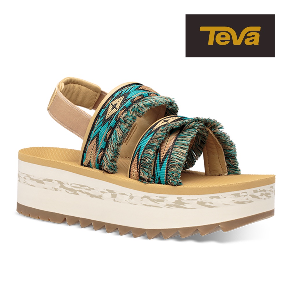 【TEVA】女 Flatform Ceres 流蘇織帶厚底涼鞋/雨鞋/水鞋-雙水藍鑽 (原廠現貨)