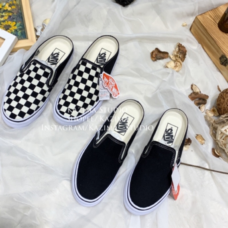 Kazima｜Vans Slip On Mule 穆勒鞋 懶人鞋 踩腳 無腳跟 黑白 黑 棋盤 棋盤格 黑白格 格子