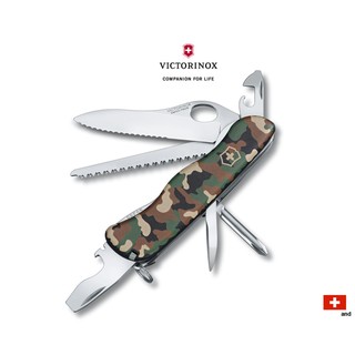 Victorinox瑞士維氏111mm叢林迷彩Trailmaster,單手開半齒刃12用瑞士刀【0.8463.MW94】
