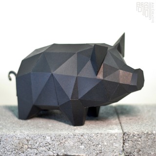 問創設計 DIY手作3D紙模型 禮物 擺飾 小動物系列 - 小豬 (4色可選)