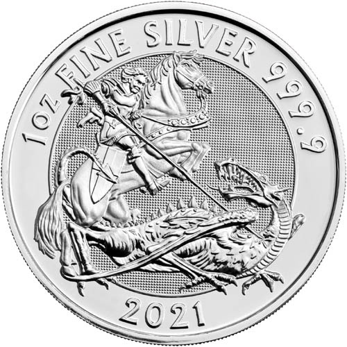 [白銀之手]&lt;現貨&gt;2021英國聖喬治屠龍銀幣2300
