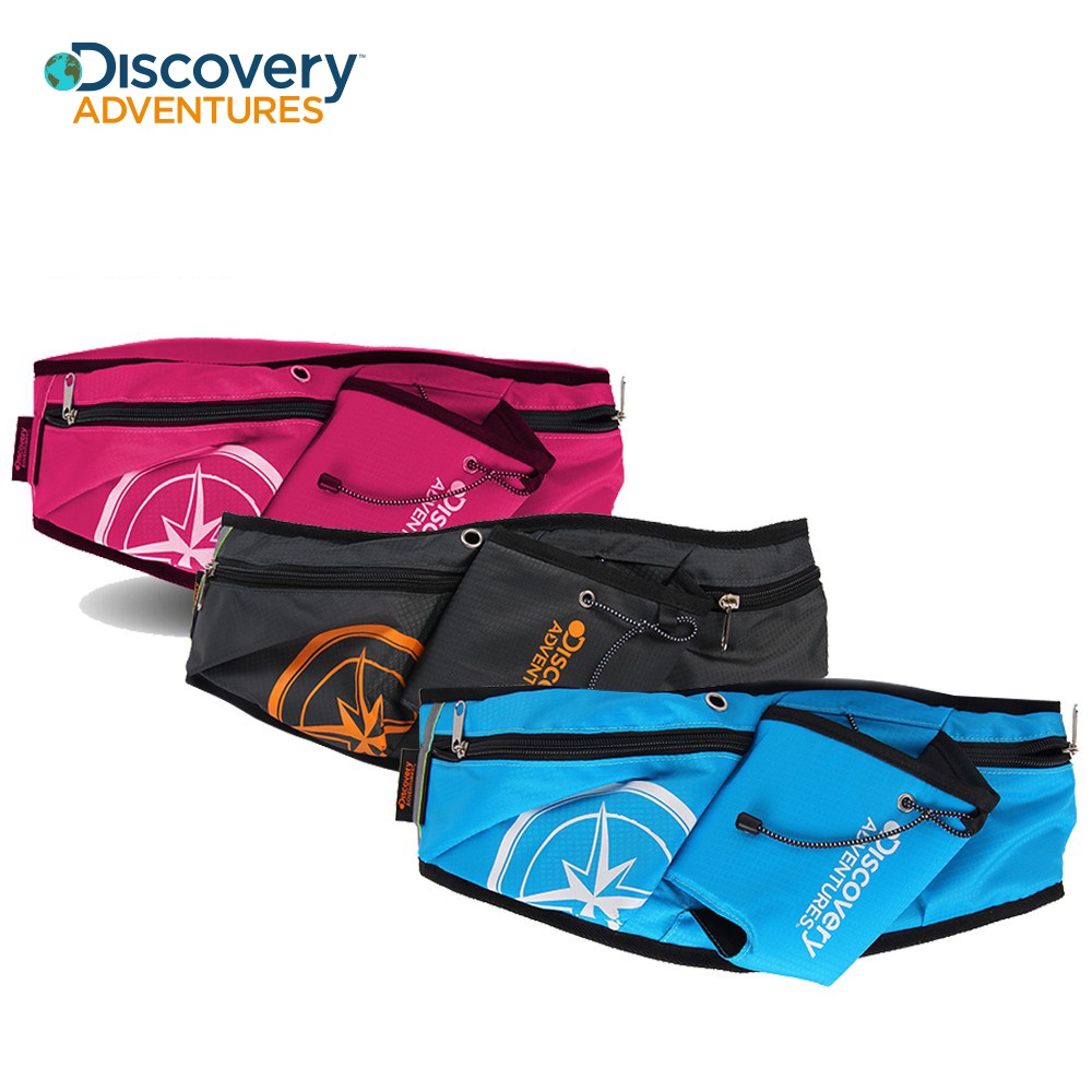 【Discovery Adventures】戶外機能透氣迷你便攜運動腰包-玫紅/深灰/天藍