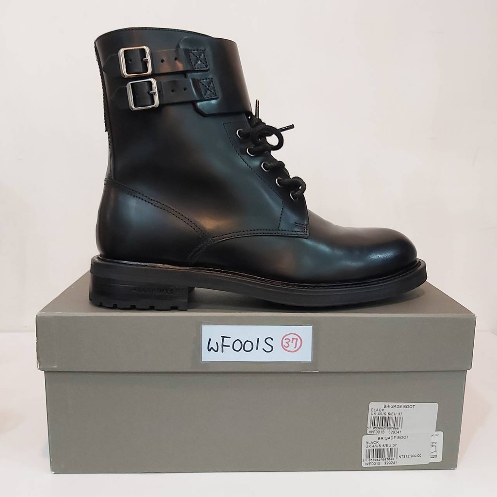 英國潮牌 ALLSAINTS 二手 黑色 短筒 皮靴 BRIGADE BOOTS 37號 原價$12900