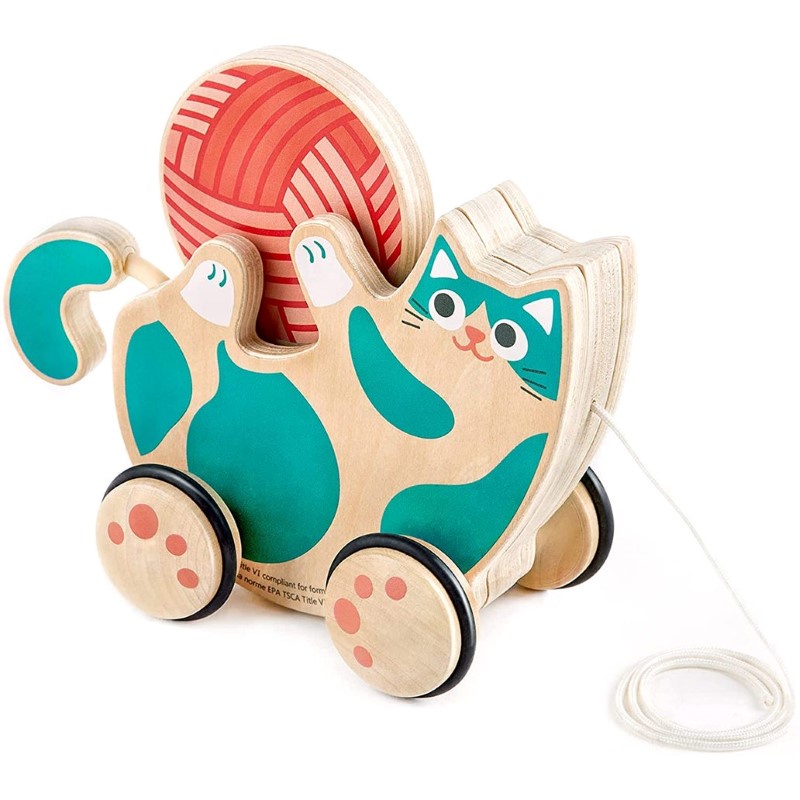 【德國Hape】貓咪學步牽繩玩具 學齡前 早教玩具 兒童安全玩具 小朋友玩具