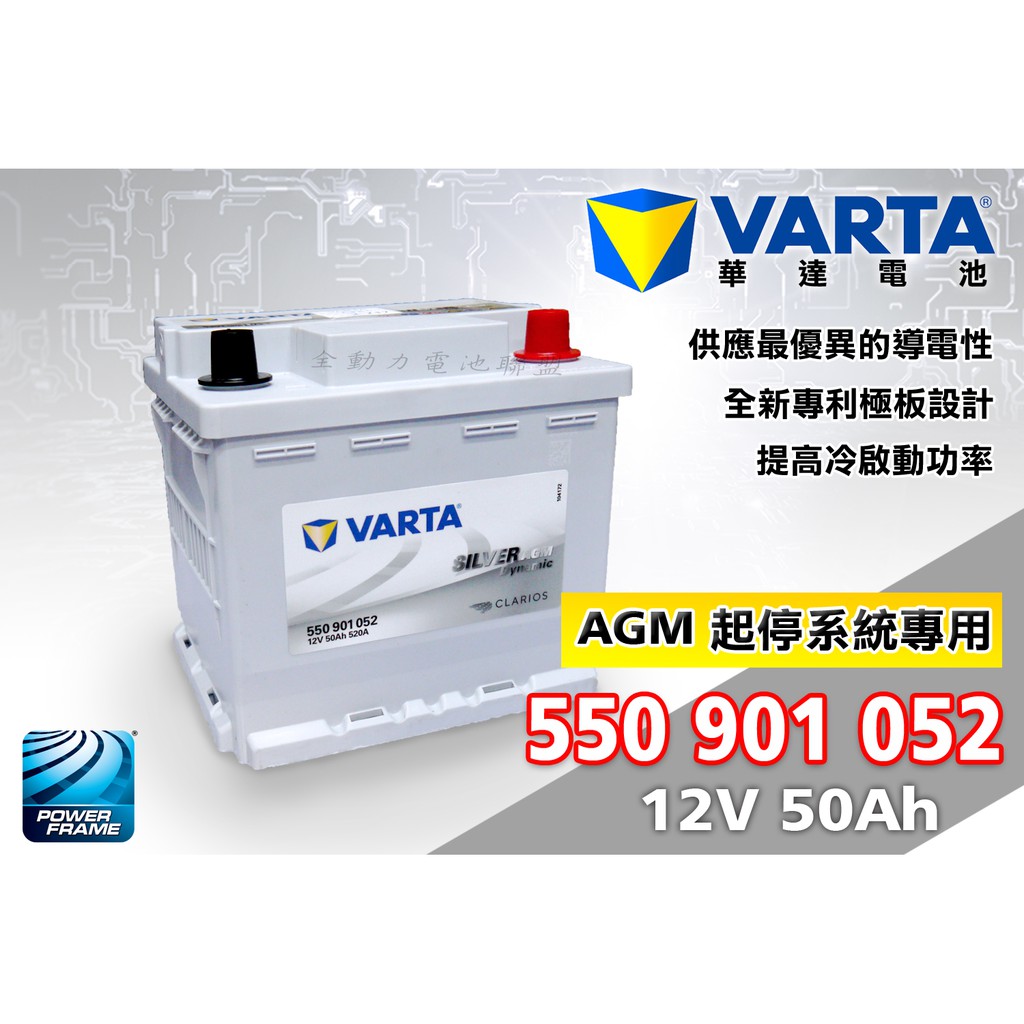 全動力-VARTA 新華達 起停電池 LN1 AGM 【550901052】 歐規電池 怠速熄火 BMW BENZ適用