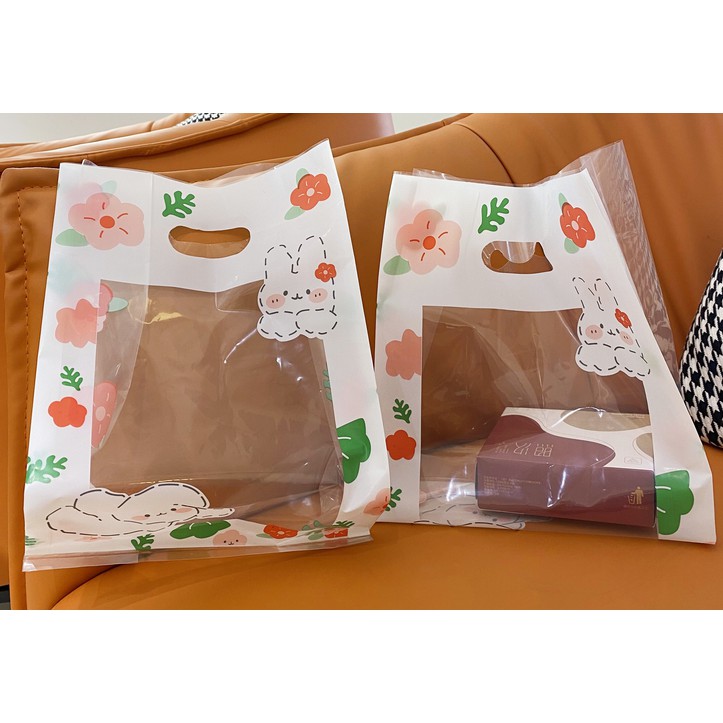 ♥現貨♥兔兔袋 透明袋 塑膠手提袋 PE材質提袋 點心提袋 購物袋 服飾袋 蛋糕袋 禮品袋包裝袋 烘焙袋 糖果袋